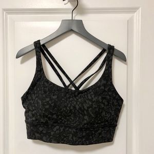 Lululemon Energy Longline Bra - Size 10 - Leopard Camo Deep Coal Multi